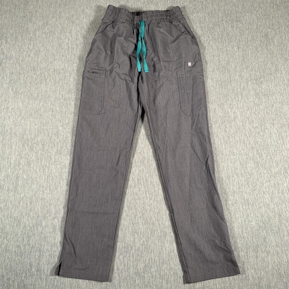 FIGS Scrub Pants Womens XS Gray Technical Collection Drawstring Cargo Pockets
